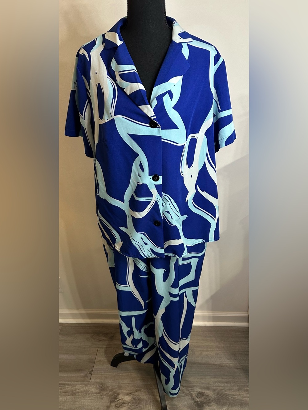 SHEIN Blue and Light Blue Abstract Pantsuit